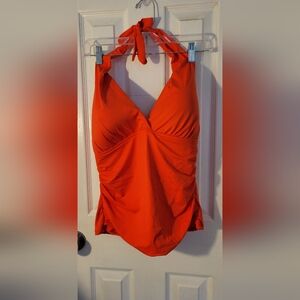 NWT 3 pc La Blanca Orange tankini bathing/swim suit sz 16, 36DD